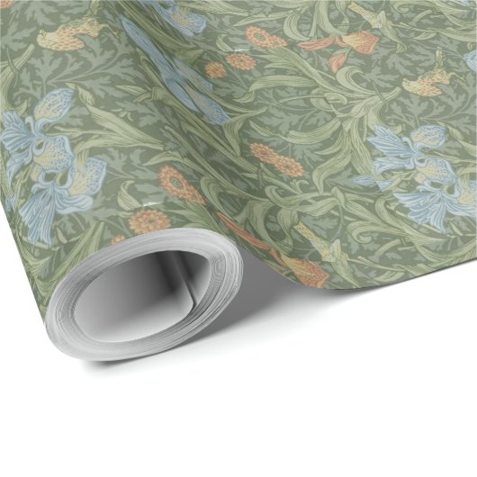 William Morris  Leaves Floral Bird Iris Cadeaupapier (Rol Hoek)
