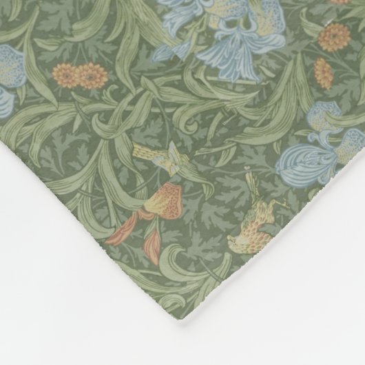 William Morris  Leaves Floral Bird Iris Fleece Deken (Hoek)