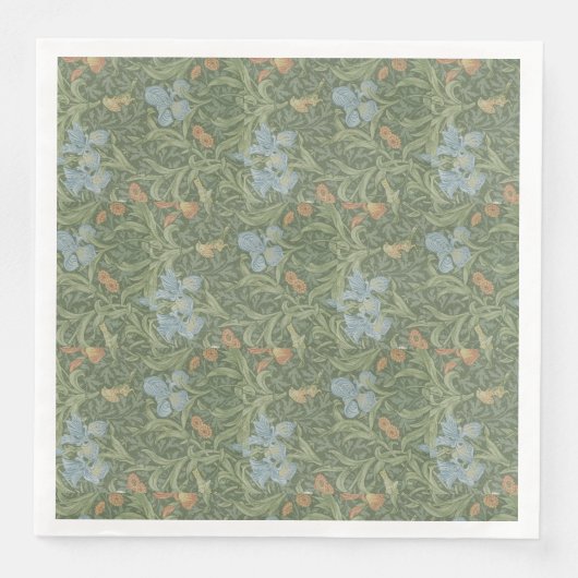 William Morris  Leaves Floral Bird Iris Servet (Voorkant)