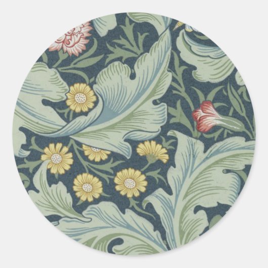 William Morris Leicester Leaves Flowers Carnance Ronde Sticker (Voorkant)