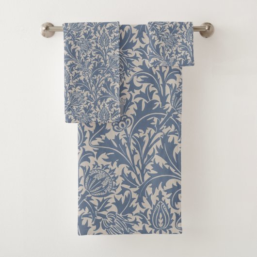 William Morris Leiste Blau Distel Behang Bad Handdoek (Insitu)