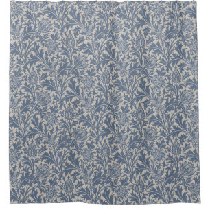 William Morris Leiste Blau Distel Behang Douchegordijn