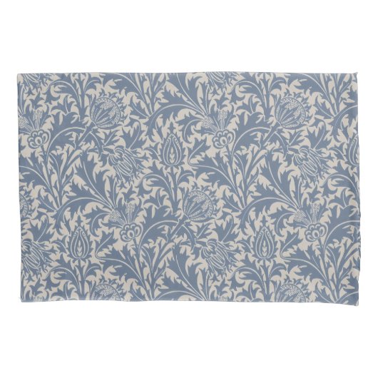 William Morris Leiste Blau Distel Behang Kussensloop (Voorkant)