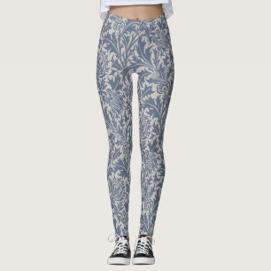 William Morris Leiste Blau Distel Behang Leggings