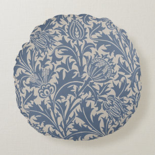 William Morris Leiste Blau Distel Behang Rond Kussen