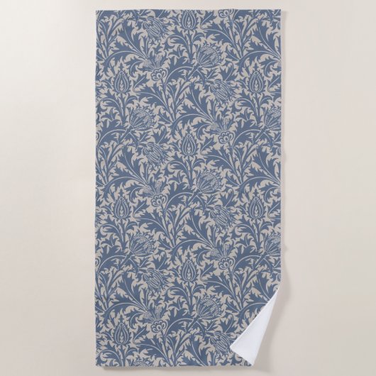 William Morris Leiste Blau Distel Behang Strandlaken (Voorkant)