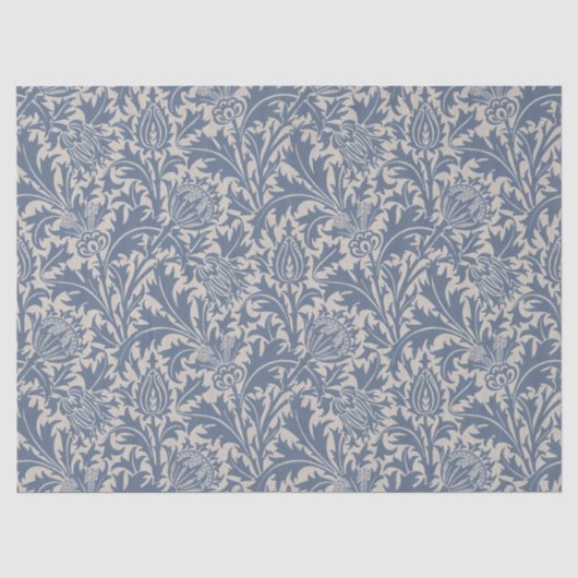 William Morris Leiste Blau Distel Behang Tissuepapier (Voorkant)