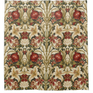 William Morris lelie en granaatappel bloempatroon Douchegordijn