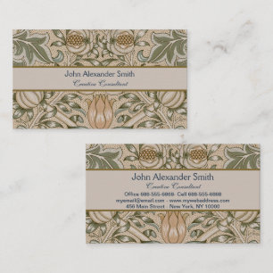 William Morris Lelie en Granaatappel Bloempatroon Visitekaartje