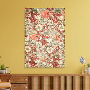 William Morris Lente Compton Bloem Vintage Rood Canvas Afdruk