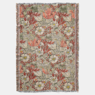William Morris Lente Compton Bloem Vintage Rood Deken