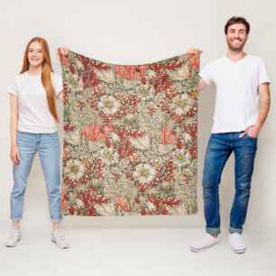 William Morris Lente Compton Bloem Vintage Rood Fleece Deken