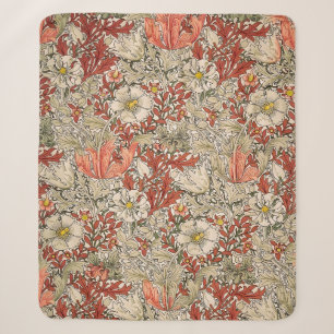 William Morris Lente Compton Bloem Vintage Rood Sherpa Deken