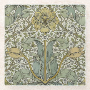 William Morris Lente Struik Gele Bloem Kunst Glazen Onderzetter