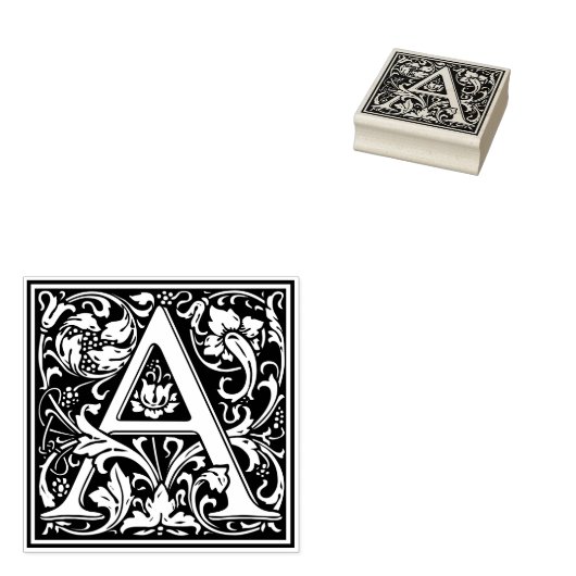 William Morris Letter A Monogram Rubberstempel (Gestempeld)