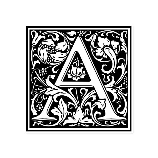 William Morris Letter A Monogram Rubberstempel (Afrduk)