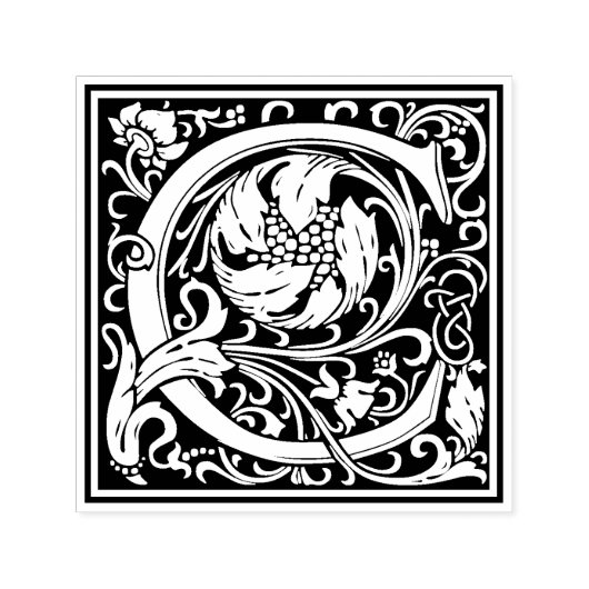 William Morris Letter C Victoriaans bloemstempel Zelfinktende Stempel (Design)