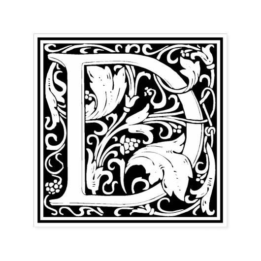 William Morris Letter D Victoriaans bloemstempel Zelfinktende Stempel (Design)