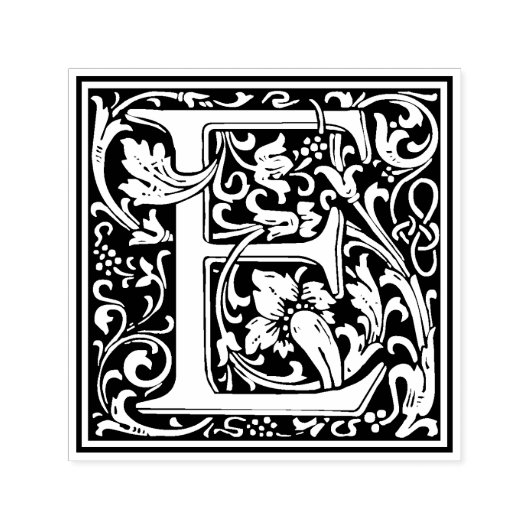 William Morris Letter E Victoriaans bloemstempel Zelfinktende Stempel (Design)