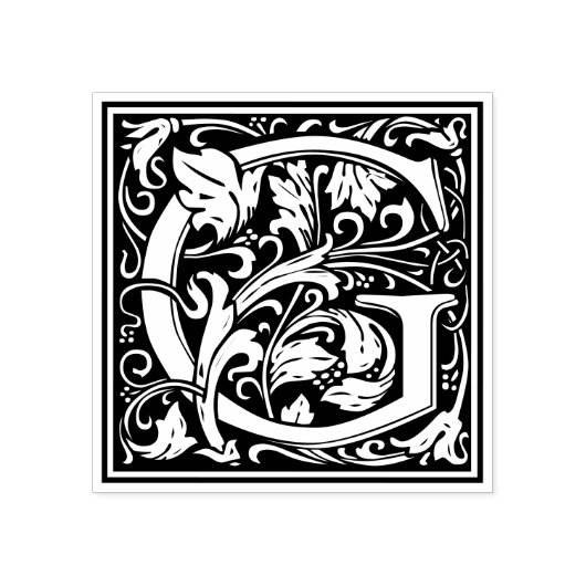 William Morris Letter G Monogram Rubberstempel (Afrduk)