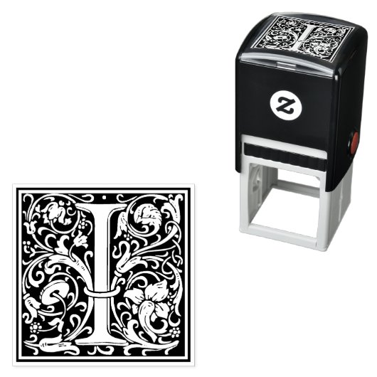 William Morris Letter I Victoriaans bloemstempel Zelfinktende Stempel (In situ)