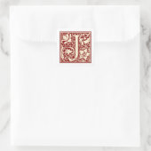 William Morris Letter J Monogram Initiaal Rood Vierkante Sticker (Tas)