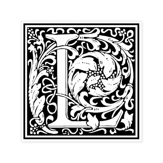 William Morris Letter L Victoriaans Bloemen Stempe Zelfinktende Stempel (Design)