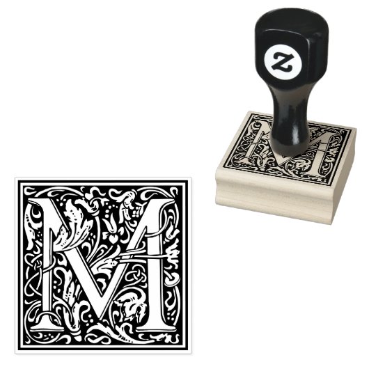 William Morris Letter M Rubberstempel (Gestempeld)
