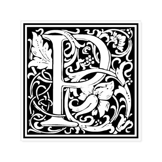 William Morris Letter P Victoriaans Bloemen Stempe Zelfinktende Stempel (Design)
