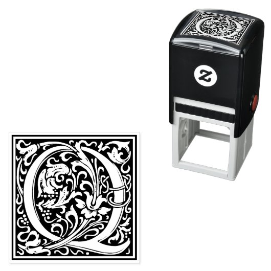 William Morris Letter Q Victoriaans bloemstempel Zelfinktende Stempel (In situ)