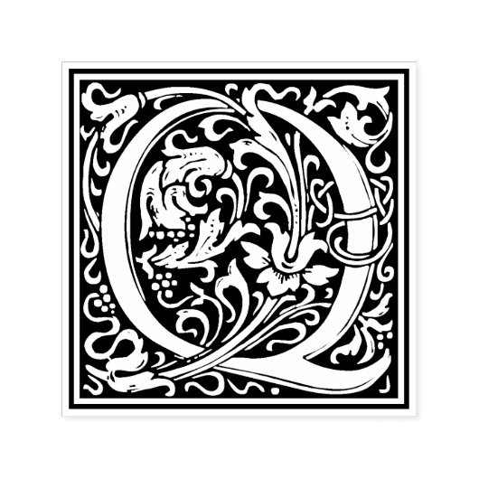 William Morris Letter Q Victoriaans bloemstempel Zelfinktende Stempel (Design)