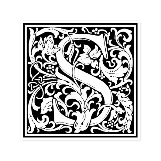William Morris Letter S Victoriaans bloemstempel Zelfinktende Stempel (Design)