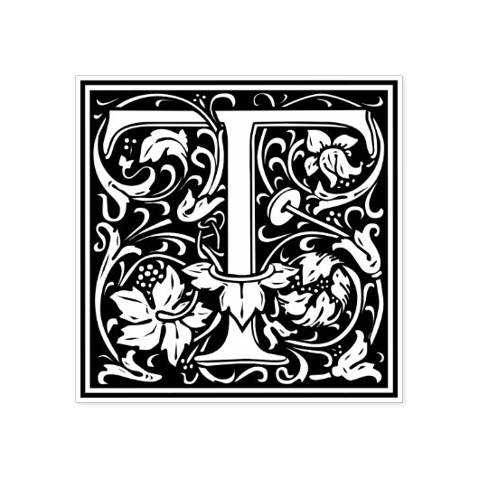 William Morris Letter T Monogram Rubberstempel (Afrduk)