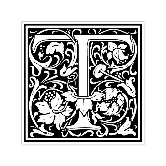 William Morris Letter T Victoriaans bloemstempel Zelfinktende Stempel (Design)