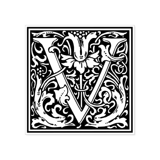 William Morris Letter V Monogram Rubberstempel (Afrduk)