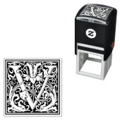 William Morris Letter V Victoriaans bloemstempel Zelfinktende Stempel (In situ)
