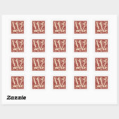 William Morris Letter W Monogram Initiaal Rood Vierkante Sticker (Vel)