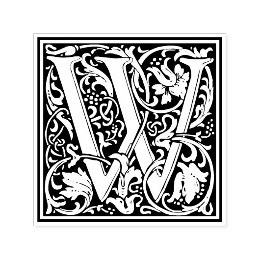 William Morris Letter W Victoriaans bloemstempel Zelfinktende Stempel (Design)