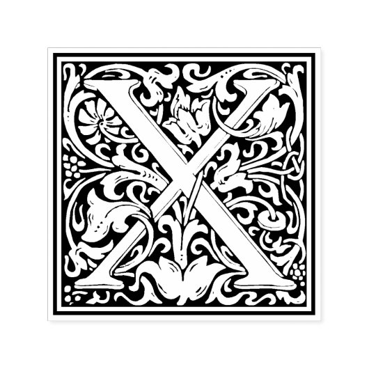 William Morris Letter X Victoriaans bloemstempel Zelfinktende Stempel (Design)