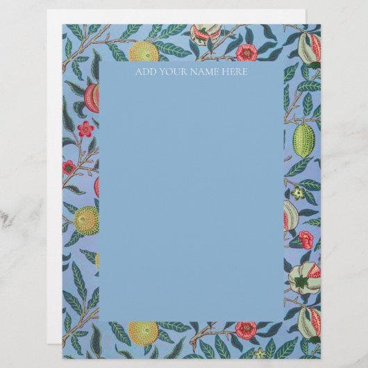 WILLIAM MORRIS LETTERHEAD MET "POMEGRANATEN" BRIEFHOOFD (Voorkant / Achterkant)