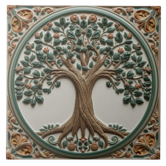 William Morris levensboom Vintage pre-rafaëlitisch Tegeltje (Voorkant)