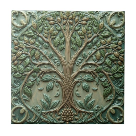 William Morris levensboom Vintage pre-rafaëlitisch Tegeltje (Voorkant)