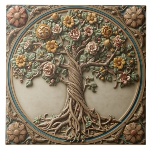 William Morris levensboom Vintage pre-rafaelitisch Tegeltje (Voorkant)