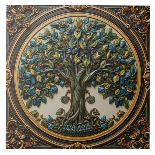 William Morris levensboom Vintage pre-raphaelitisc Tegeltje (Voorkant)