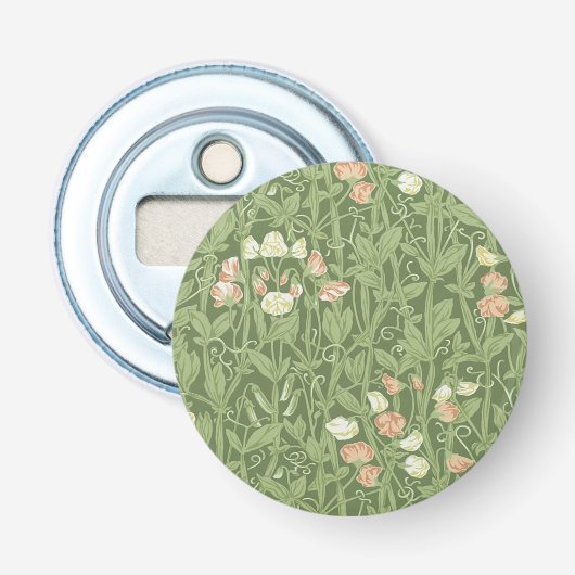 William Morris Lieve Erwt Patroon Vintage Botanisc Button Flesopener (Voorkant)