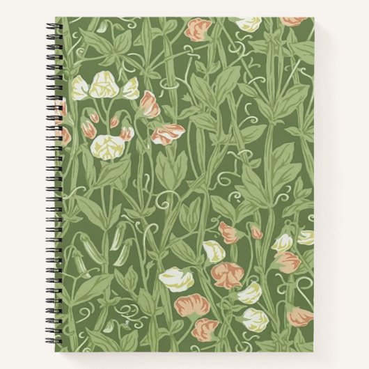 William Morris Lieve Erwt Patroon Vintage Botanisc Notitieboek (Voorkant)