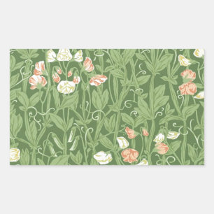 William Morris Lieve Erwt Patroon Vintage Botanisc Rechthoekige Sticker