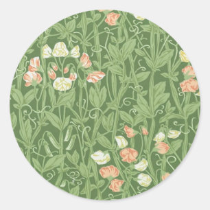 William Morris Lieve Erwt Patroon Vintage Botanisc Ronde Sticker