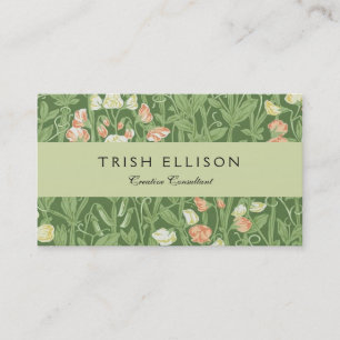 William Morris Lieve Erwt Patroon Vintage Botanisc Visitekaartje