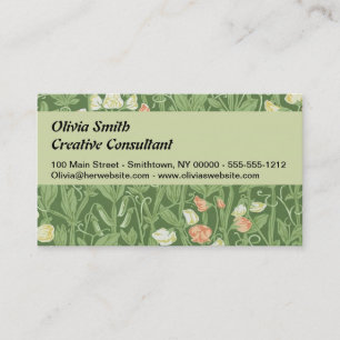 William Morris Lieve Erwt Patroon Vintage Botanisc Visitekaartje